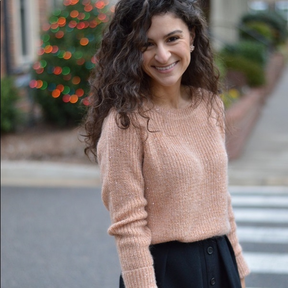 Ann Taylor Sequin Sweater Maple Blush New size S